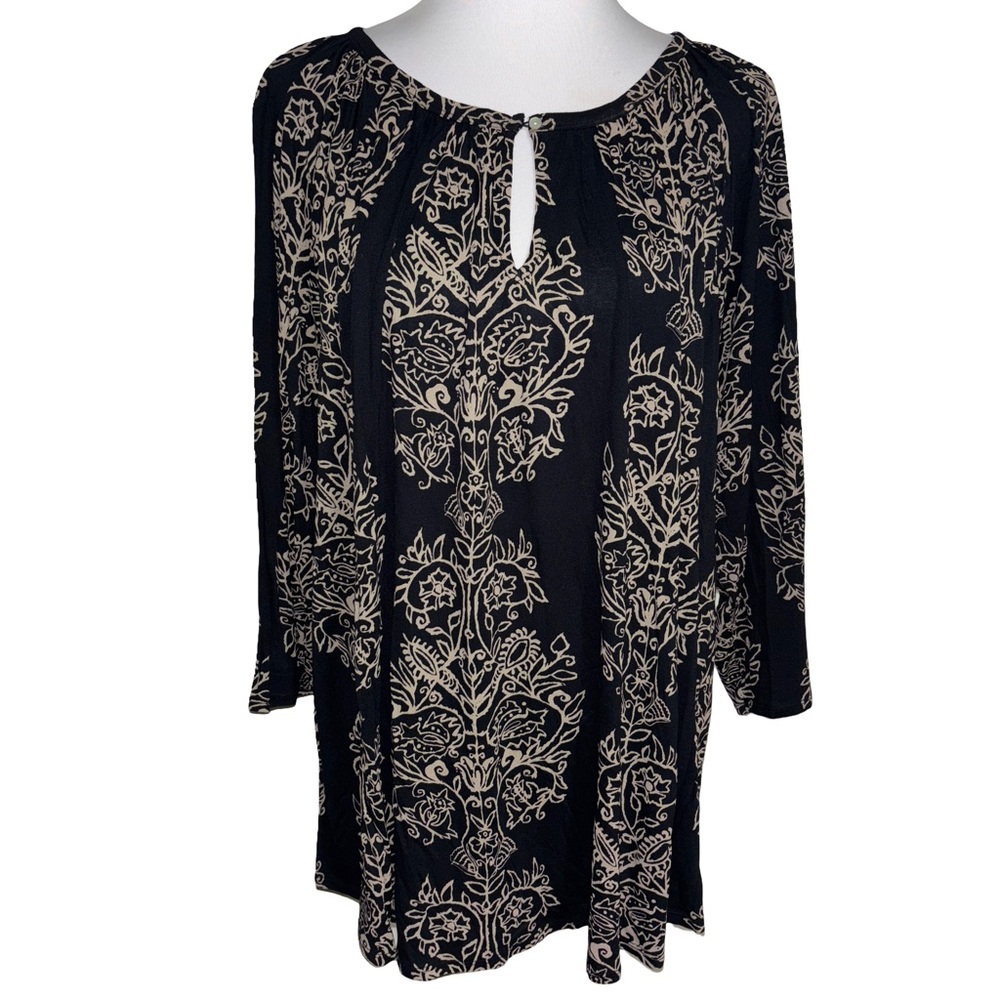 Lucky Brand Black and Cream Blouse